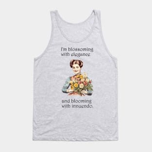 Blossoming Elegance & Blooming Innuendo: Victorian Lady with Flowers Tank Top